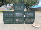Ammo Can, Personalized Engraved .50 Cal .30 Cal Caliber, Ammo Box, Storage Box, Groomsmen Gift, Wedding, Groom, Father's Day, Grandfather, Dad