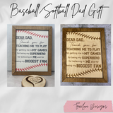 Baseball Dad Gift, Softball Dad Gift, Biggest Fan, Thanks Dad, Personalized Sign, Fathers Day, Gift, Step Dad, Bonus Dad, Step Father