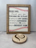 Baseball Dad Gift, Softball Dad Gift, Biggest Fan, Thanks Dad, Personalized Sign, Fathers Day, Gift, Step Dad, Bonus Dad, Step Father