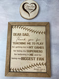 Baseball Dad Gift, Softball Dad Gift, Biggest Fan, Thanks Dad, Personalized Sign, Fathers Day, Gift, Step Dad, Bonus Dad, Step Father