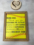 Baseball Dad Gift, Softball Dad Gift, Biggest Fan, Thanks Dad, Personalized Sign, Fathers Day, Gift, Step Dad, Bonus Dad, Step Father
