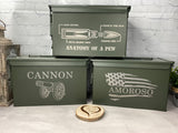 Ammo Can, Personalized Engraved .50 Cal .30 Cal Caliber, Ammo Box, Storage Box, Groomsmen Gift, Wedding, Groom, Father's Day, Grandfather, Dad