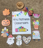 Teacher Classroom Name Sign, Teacher Appreciation Gift, Personalized Teacher Welcome Sign, Personalized Classroom Decor, Seasonal Attachments