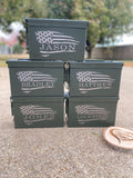 Ammo Can, Personalized Engraved .50 Cal .30 Cal Caliber, Ammo Box, Storage Box, Groomsmen Gift, Wedding, Groom, Father's Day, Grandfather, Dad