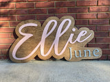 Large 3D Offset Wood Name Sign, Nursery Name Sign, Boho Nursery Sign, Above Crib Cut Out, Layered Nursery Sign