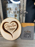Leatherette Phone Wallet with ring, stand, cell phone wallet, iPhone wallet, credit card holder, Personalized Laser Engraved