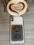 Leatherette Phone Wallet with ring, stand, cell phone wallet, iPhone wallet, credit card holder, Personalized Laser Engraved