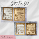 Stepped Up Dad, Personalized Sign, Fathers Day, Gift, Step Dad, Bonus Dad, Step Father
