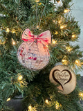 Disco Ball with Bow, Acrylic Christmas Ornament