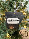 Jonesboro Street Map, Arkansas Shape, Christmas Ornament