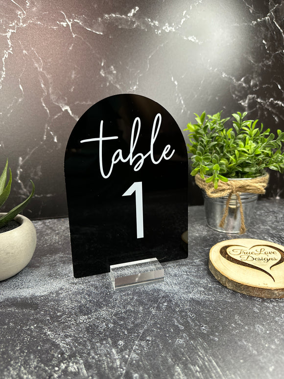 Acrylic Table Number Arch Sign with Acrylic Block Stand