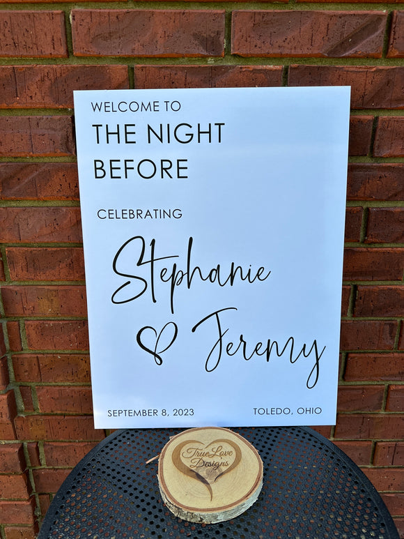 Rehearsal Dinner Welcome Sign, Personalized Welcome Sign, The Night Before, Decorations, Wedding Rehearsal, Wedding Decor