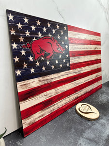 Arkansas Razorback United States Flag Textured Print