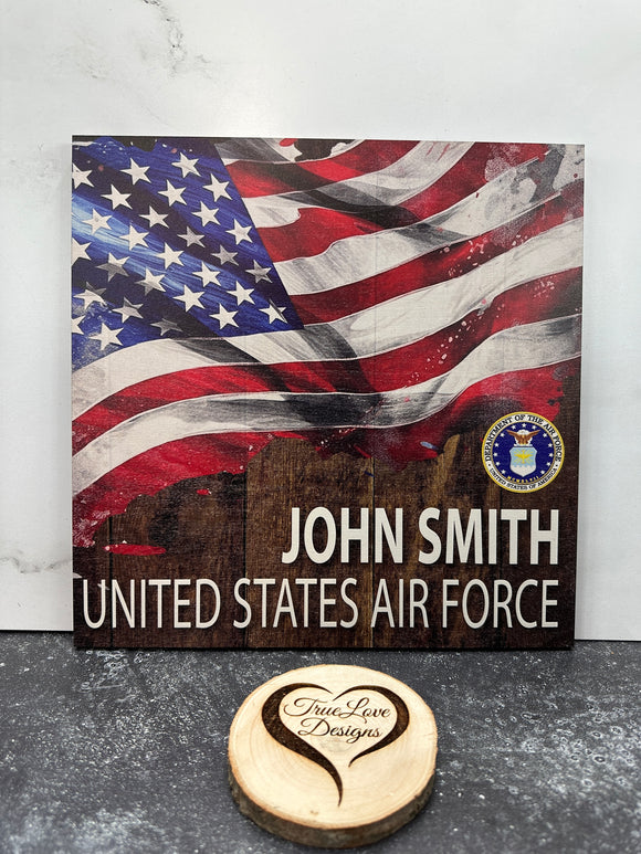 United States Flag Plaque | Cool American Flag Decor | Veteran's Day Gift | Military Gift Idea | Personalized Plaque
