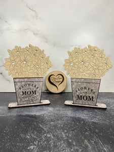 Flowers for Mom with Stand, Galvanized, Printed
