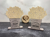 Flowers for Mom with Stand, Galvanized, Printed