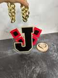 Jonesboro Hurricanes School Sports Turnover Chain Necklace, Hype Chain Sports Necklace, Team Logo Mascot, Mega Fan Chain, Oversized Medallion, Pimp Chain, Any Logo