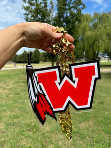 Westside Warriors School Sports Turnover Chain Necklace, Hype Chain Sports Necklace, Team Logo Mascot, Mega Fan Chain, Oversized Medallion, Pimp Chain, Any Logo