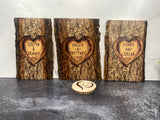 Personalized Basswood Plank - Printed Carved Tree Look - In Love Design, Wedding Plaque, Anniversary Plaque, 5 year anniversary gift