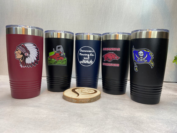 Printed 20 oz Tumbler Personalized with custom artwork or logo, Custom Printed Travel Mug, Client Gifts, Logo Swag, Logo on Tumbler