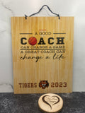 Personalized Basketball Coach Gift, End of Season Manager Gift, Team Gift, Court Autograph Plaque, A Great Coach Can Change A Life, MVP Active