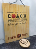 Personalized Basketball Coach Gift, End of Season Manager Gift, Team Gift, Court Autograph Plaque, A Great Coach Can Change A Life, MVP Active