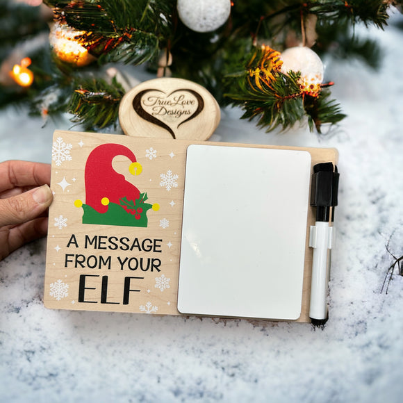 Message From Your Elf Dry Erase Board and Marker, Elf Message Board, Elf Whiteboard, Elf Decor, Christmas Elf Message, Elf Shenanigans