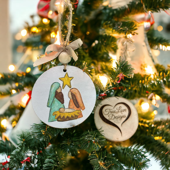 Wooden Nativity Christmas Ornament | Manger Ornament | Nativity Scene | Manger Scene | Baby Jesus | Wood Ornament