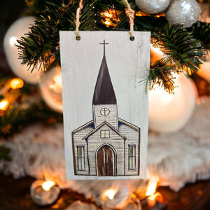 Christmas Church Ornament, Christmas Ornament, Christmas Decor, Christmas Gift, Church Ornament, Church Rectangle Ornament