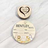 Safari Animal Baby Birth Stats, Personalized, Keepsake, Baby Room Decor, Newborn Birth Stats, Baby Birth Announcement Sign