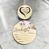 Boho Floral Swag Baby Birth Stats, Personalized, Keepsake, Baby Room Decor, Newborn Birth Stats, Baby Birth Announcement Sign, Hospital Newborn Sign