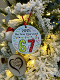 67 The Year I Survived | Funny Gen Z Christmas Ornament | Teen Graduation Gift | 2025 Ornament