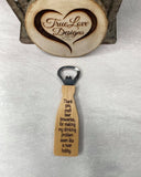 Custom Wood Bottle Opener, Magnetic Wood Handle, Personalized Engraved, Customized, Groomsman, Father's Day, Gifts For Him, Bartender Opener