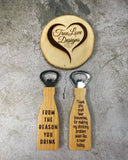 Custom Wood Bottle Opener, Magnetic Wood Handle, Personalized Engraved, Customized, Groomsman, Father's Day, Gifts For Him, Bartender Opener