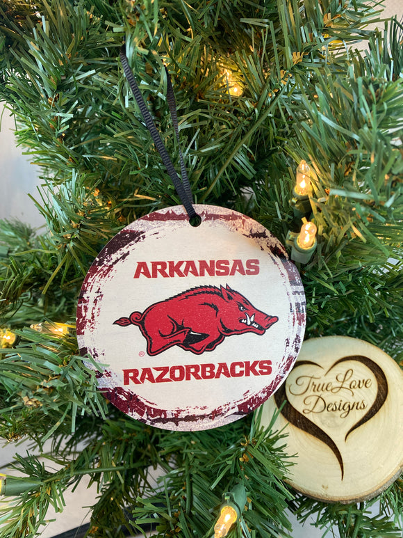 Arkansas Razorback College Wood Christmas Ornament | University of Arkansas | Razorbacks | Graduation Gift | Christmas Ornament | Woo Pig