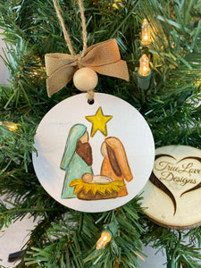 Wooden Nativity Christmas Ornament | Manger Ornament | Nativity Scene | Manger Scene | Baby Jesus | Wood Ornament