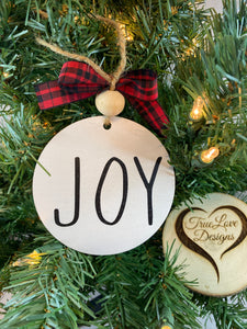 Joy Christmas Ornament White | Farmhouse Joy Christmas ornament | Christmas Ornament