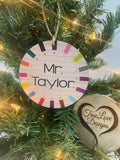 Teacher Christmas Ornament, Personalized Teacher Ornament, Teacher Gift, Teacher Name Ornament, Teacher Appreciation, Christmas Gift