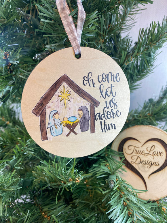 Oh Come Let Us Adore Him, Christmas Church Ornament, Christmas Ornament, Christmas Decor, Christmas Gift, Church Ornament, Hymn Ornament