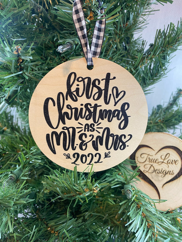 First Christmas As Mr & Mrs Christmas Ornament, Newly Wed Ornament, Our First Christmas, Wedding Gift, Bridal Shower Gift