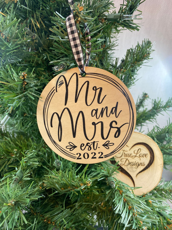 Mr & Mrs Christmas Ornament, Newly Wed Ornament, Our First Christmas, Wedding Gift, Bridal Shower Gift