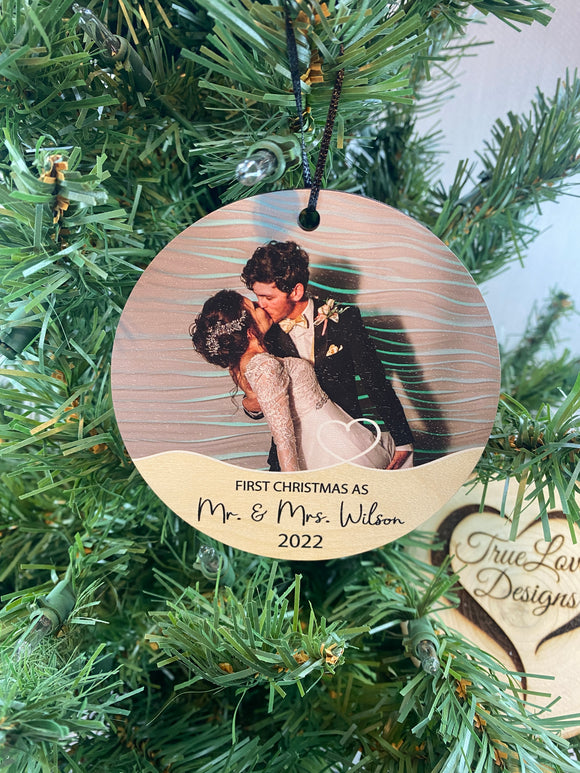 First Christmas As Mr & Mrs Photo Ornament, Wedding Picture Christmas Ornament, Personalized Newlywed Ornament, Picture Ornament, Photo Gift
