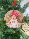 New Baby Birth Stats Circle Ornament, First Christmas Ornament, Baby Photo Ornament, New Mommy Gift, Baby Keepsake Ornament, Baby Shower