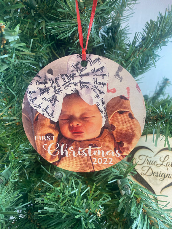 Baby’s First Christmas Personalized Wood Christmas Ornament