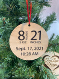 New Baby Birth Stats Circle Ornament, First Christmas Ornament, Baby Photo Ornament, New Mommy Gift, Baby Keepsake Ornament, Baby Shower