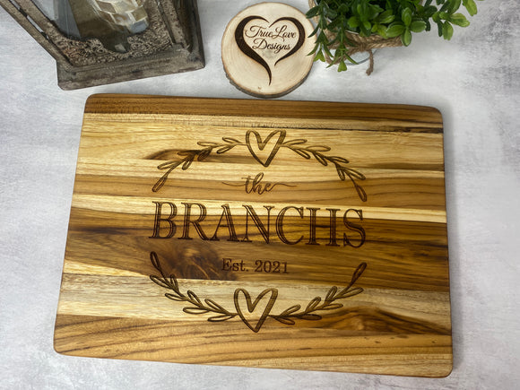 Teak Cutting Board, Personalized, 12