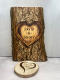 Personalized Basswood Plank - Carved Tree Look - In Love Design