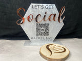 Social Media Printed Acrylic Sign - Hexagon, Boutique Sign, Small Business Sign, Instagram Handle, Tiktok Username, Let’s Get Social Business Sign, QR code Sign