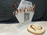 Social Media Printed Acrylic Sign - Hexagon, Boutique Sign, Small Business Sign, Instagram Handle, Tiktok Username, Let’s Get Social Business Sign, QR code Sign