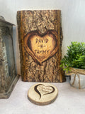 Personalized Basswood Plank - Carved Tree Look - In Love Design